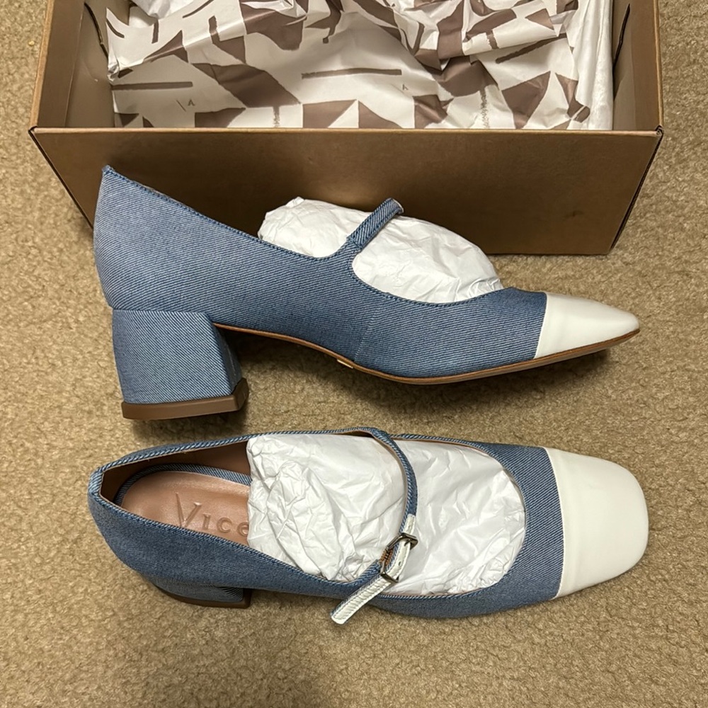 Vicenza denim and White Mary Jane Shoes 40